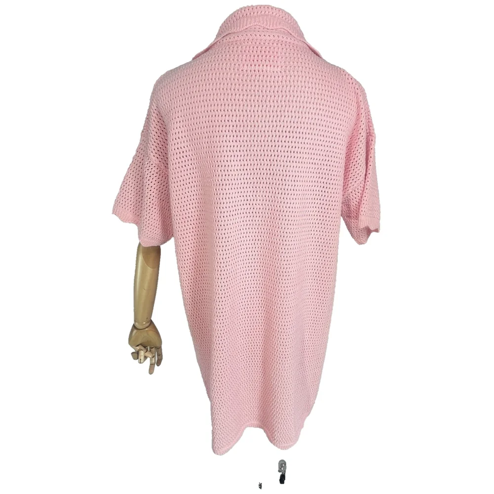 Starfit Crochet Sweater Dress Pink Cover Up Beach Travel‎ Womens Small Medium